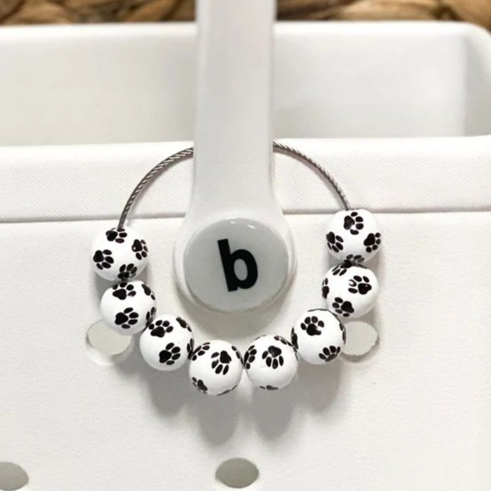 Paw Print Beaded Sports Bogg Bag Charm Keychain